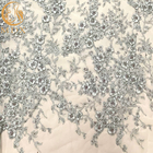 Tulle schnüren sich Grau 3D bördelte Stickerei-Gewebe für Brautkleid