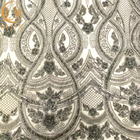 Perlenbesetztes Stickerei-Spitze-Gewebe Grey Tulle For Dress der Paillette-3D
