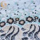 Herrliche gebördelt schnüren sich Gewebe-Paillette-Polyester Nylon-Mesh Fabric For Evening Dress
