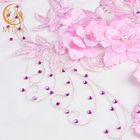 53 Zoll-Blumen gestickt schnüren sich 20% Polyester-handgemachte rosa Blumen-Spitze