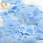 Kundenspezifisches Blumen-Spitze-Gewebe-materielles Nylon des Kleid3d mit perlenbesetzter Stickerei