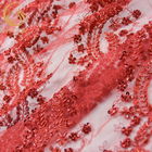 Perlenbesetzte rote gestickte handgemachte 91.44cm Länge der Spitze-wasserlöslich