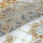 Stickerei-materielles MDX Spitze-Gewebe der handgemachten Goldfarbspitze-für Hochzeits-Kleid
