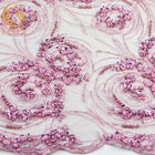 Hochzeits-Kleiderrosa-fertigte schweres perlenbesetztes Spitze-Gewebe 20% Polyester besonders an