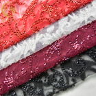 Weiches gesticktes Spitze-Gewebe Mesh Beaded Lace Fabrics 3D Schwarzes 1 Yard