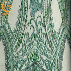 Verfeinertes grünes perlenbesetztes Spitze-Gewebe/schnüren sich materielles Gewebe für Brautkleid