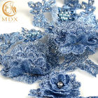 Bergkristall-Spitze-Gewebe-handgemachtes blaues afrikanisches Spitze-Gewebe der Stickerei-3D