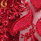 Rotes nigerisches Stickerei-Spitze-Gewebe-wasserlösliche 1 Yard-Länge der Hochzeits-3D