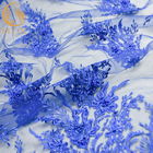 Blaue Heiratsder spitze-Gewebe-MDX elegante Breite Blumen-des Muster-135cm
