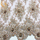 Gebördeltes Hochzeits-Kleid schnüren sich Breiten-handgemachte Stickerei des Gewebe-135cm 1 Yard