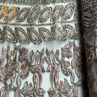 Kundengebundene Goldstickerei schnüren sich handgemachtes perlenbesetztes dekoratives Spitze-Gewebe