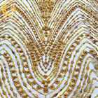 Glänzende Paillette stickten Mesh Lace/goldene Perlen-Spitze Nylon 80%
