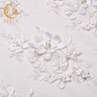 Schönes weißes Blumengewebe der spitze-3D bördelte das wasserlösliche Polyester