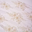 Besonders angefertigte Stickerei-bördelte das bräutliche weiße Heiratsspitze-Gewebe 20% Polyester
