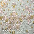 Blumenbreite empfindliche Rosa-Paillette-gestickte Mesh Fabrics 20% Polyester-135cm