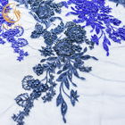 Königsblau bördelte Spitze-Gewebe 80%, das wasserlösliche 140cm Nylonbreite für Kinder kleiden