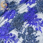 Königsblau bördelte Spitze-Gewebe 80%, das wasserlösliche 140cm Nylonbreite für Kinder kleiden