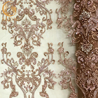 Muster A4 stickte perlenbesetztes Kleiderspitze-Gewebe mit Perlen-Dekoration