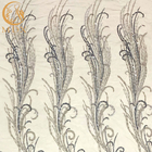 Schwere handgemachte Stickerei-Grey Beaded Lace Fabric On-Polyester-Masche