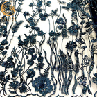 STICKEREI-Spitze-Gewebe des Marine-Blau-3D Blumenfür Abendgesellschafts-Kleid