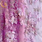 Blumen-Spitze-Gewebe des Brautjungfern-Kleid3d mit den Perlen gestickt