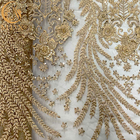 Luxusgoldschweres gebördeltes glänzendes Spitze-Gewebe für Frauen-Partykleider