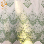 Handgemachter grüner Mesh Exquisite Beads Lace Fabric für die Kleiderherstellung