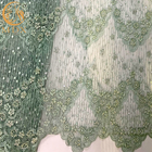 Handgemachter grüner Mesh Exquisite Beads Lace Fabric für die Kleiderherstellung
