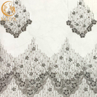 Grey Beaded Decoration Handmade Lace-Gewebe für Abend-Kleid